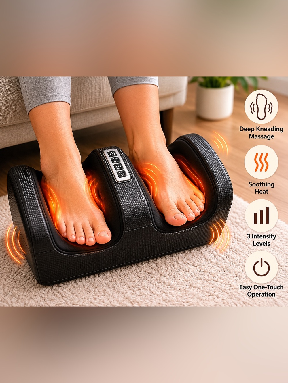 Heated Black Foot Massager with Controls